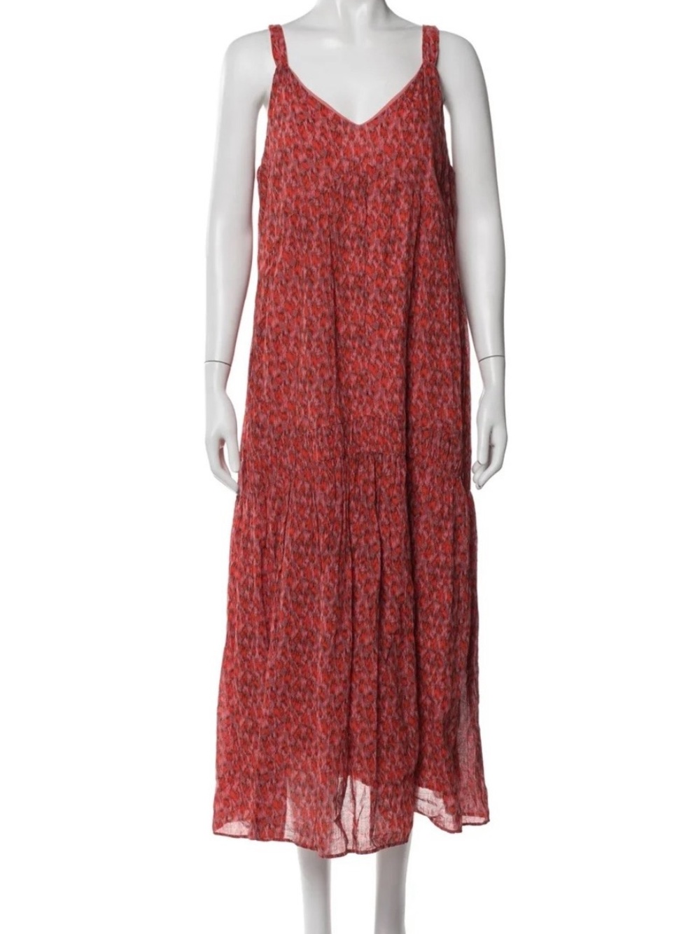 Joie Red Printed Maxi Slip Dress